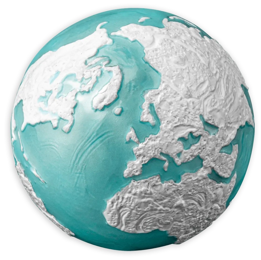 (W022.5.D.2023.3.oz.Ag.1) 5 $ Barbados 2023 3 oz BU silver - Frozen Blue Marble (view on America and Europe) (zoom)