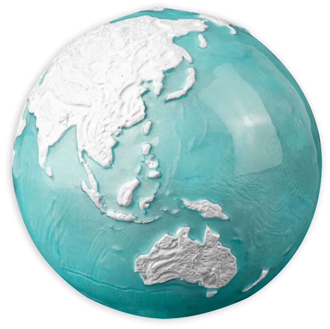 (W022.5.D.2023.3.oz.Ag.1) 5 Dollars Barbados 2023 3 oz BU silver - Frozen Blue Marble (view on Asia and Oceania) (zoom)