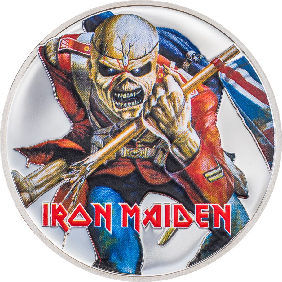 (W099.5.D.2023.30040) Cook Islands 5 Dollars Eddie The Trooper, Iron Maiden 2023 - Proof silver Reverse (zoom)
