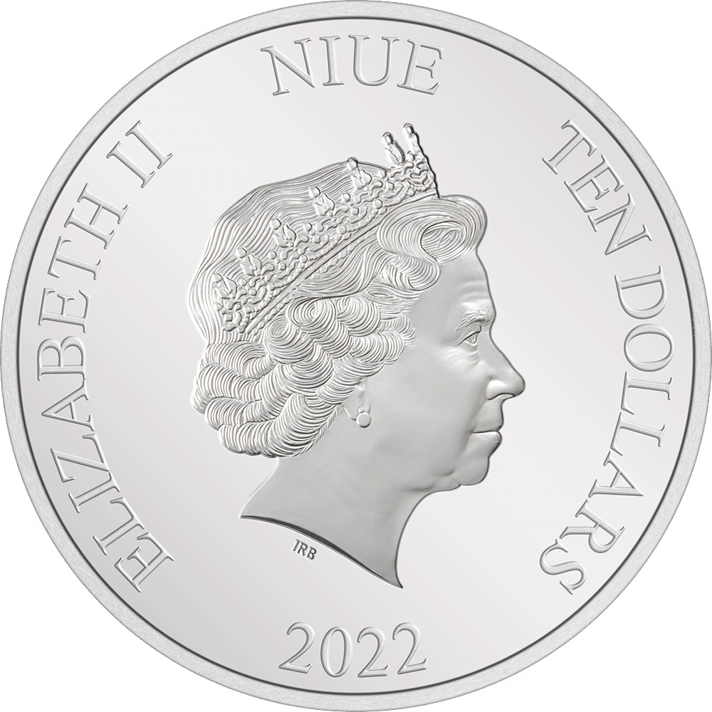 (W160.10.D.2022.30-01294) 10 Dollars Niue 2022 5 oz Proof silver - AT-ST Walker Obverse (zoom)