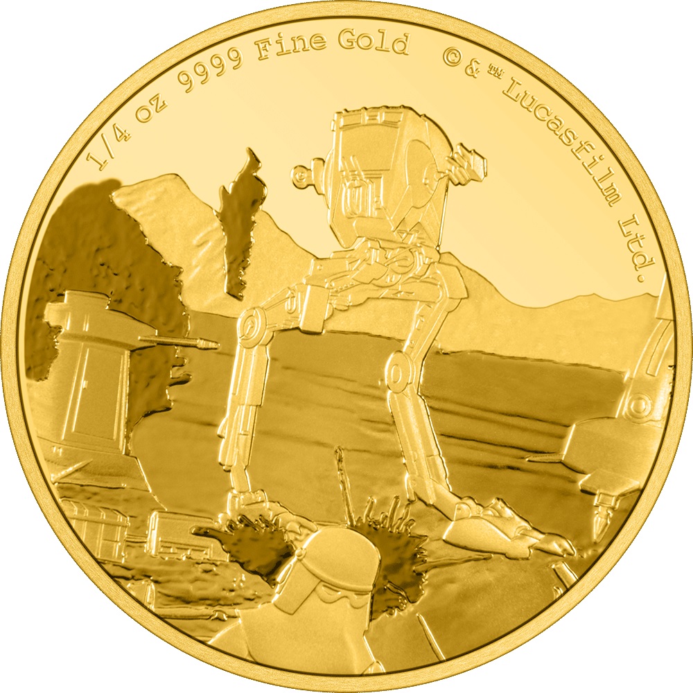 (W160.25.D.2022.30-01296) 25 Dollars Niue 2022 quarter oz Proof gold - AT-ST Walker Reverse (zoom)