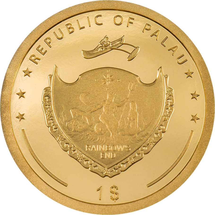 (W168.1.1.D.2023.30136) Palau 1 Dollar Luck 2023 - Proof gold Obverse (zoom)