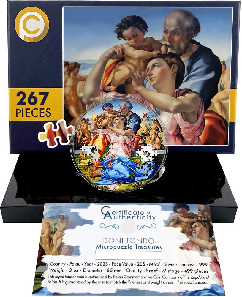 (W168.1.20.D.2023.1) 20 $ Holy Family (or Tondo Doni), by Michelangelo 2023 - Proof Ag (packaging) (zoom)