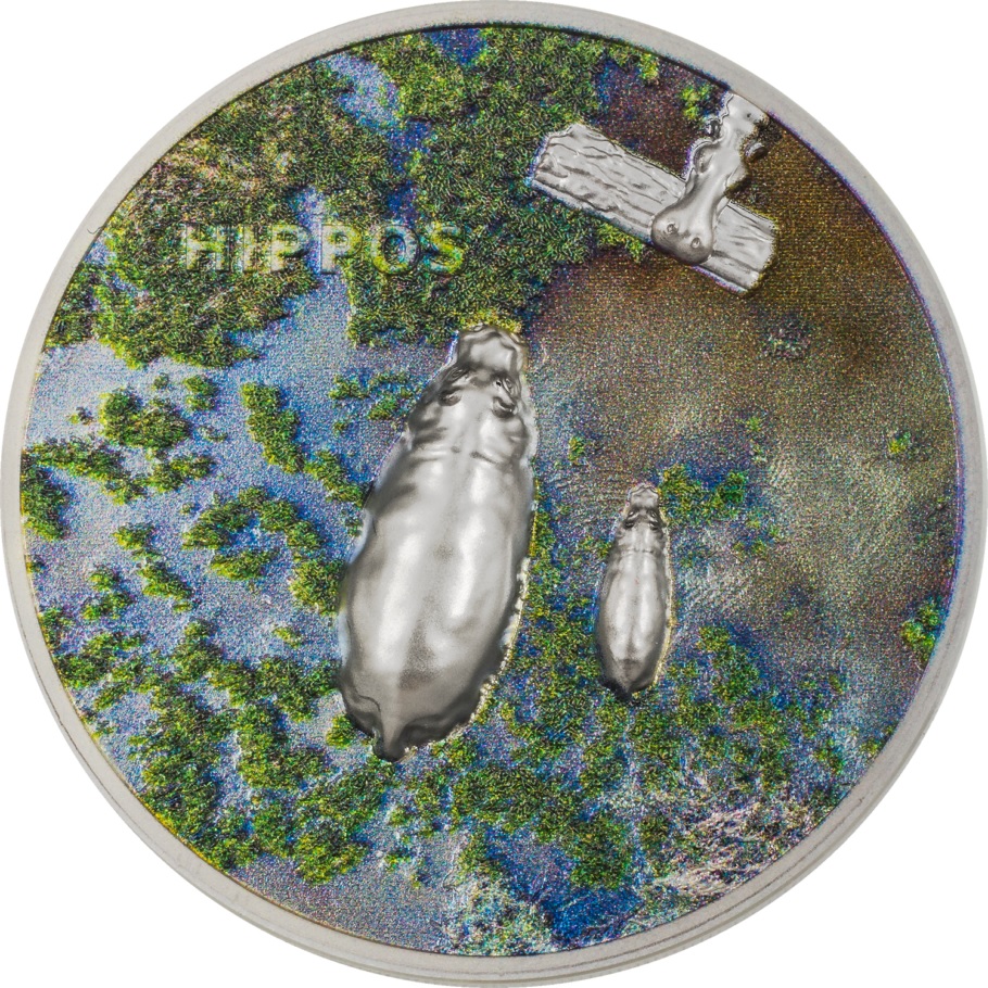 (W168.1.5.D.2023.30103) Palau 5 Dollars Hippos 2023 - Proof silver Reverse (zoom)