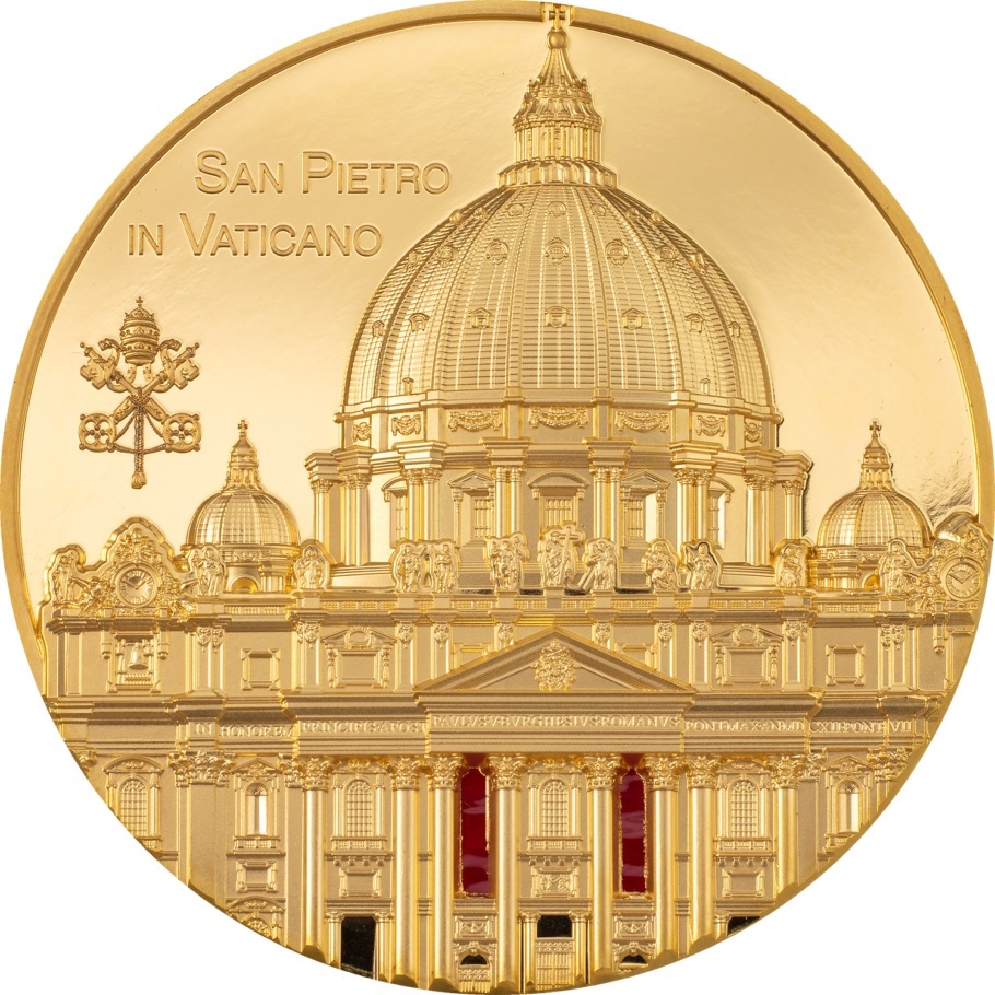 (W168.1.500.D.2022.30066) Palau 500 Dollars St. Peter s Basilica, in Vatican City 2022 - Proof gold Reverse (zoom)