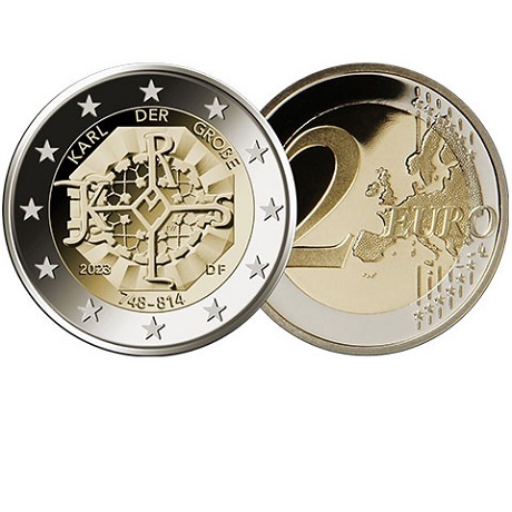 2 euro commémoratives Allemagne 2023 - Charlemagne (les 5 ateliers A, D, F,  G et J) - Elysées Numismatique