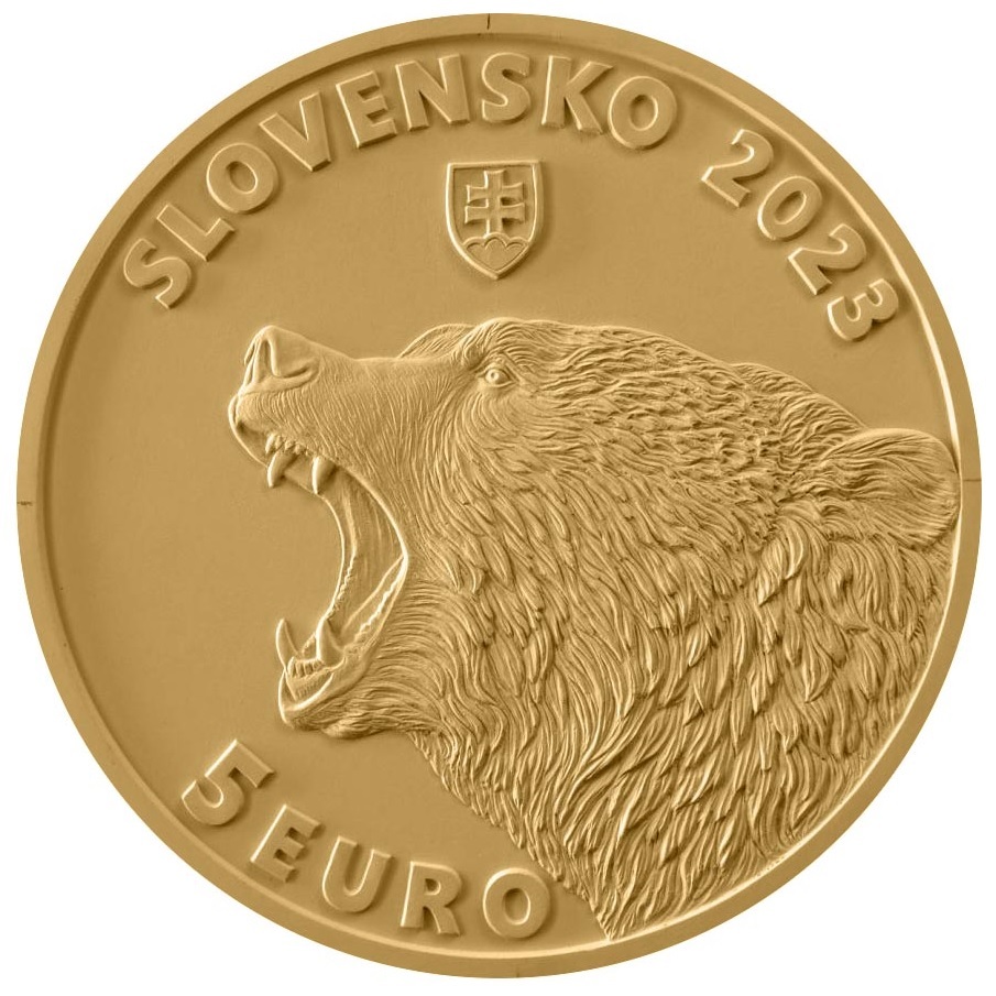 (EUR17.5.E.2023.501486) 5 euro Slovakia 2023 - Brown bear Obverse (zoom)