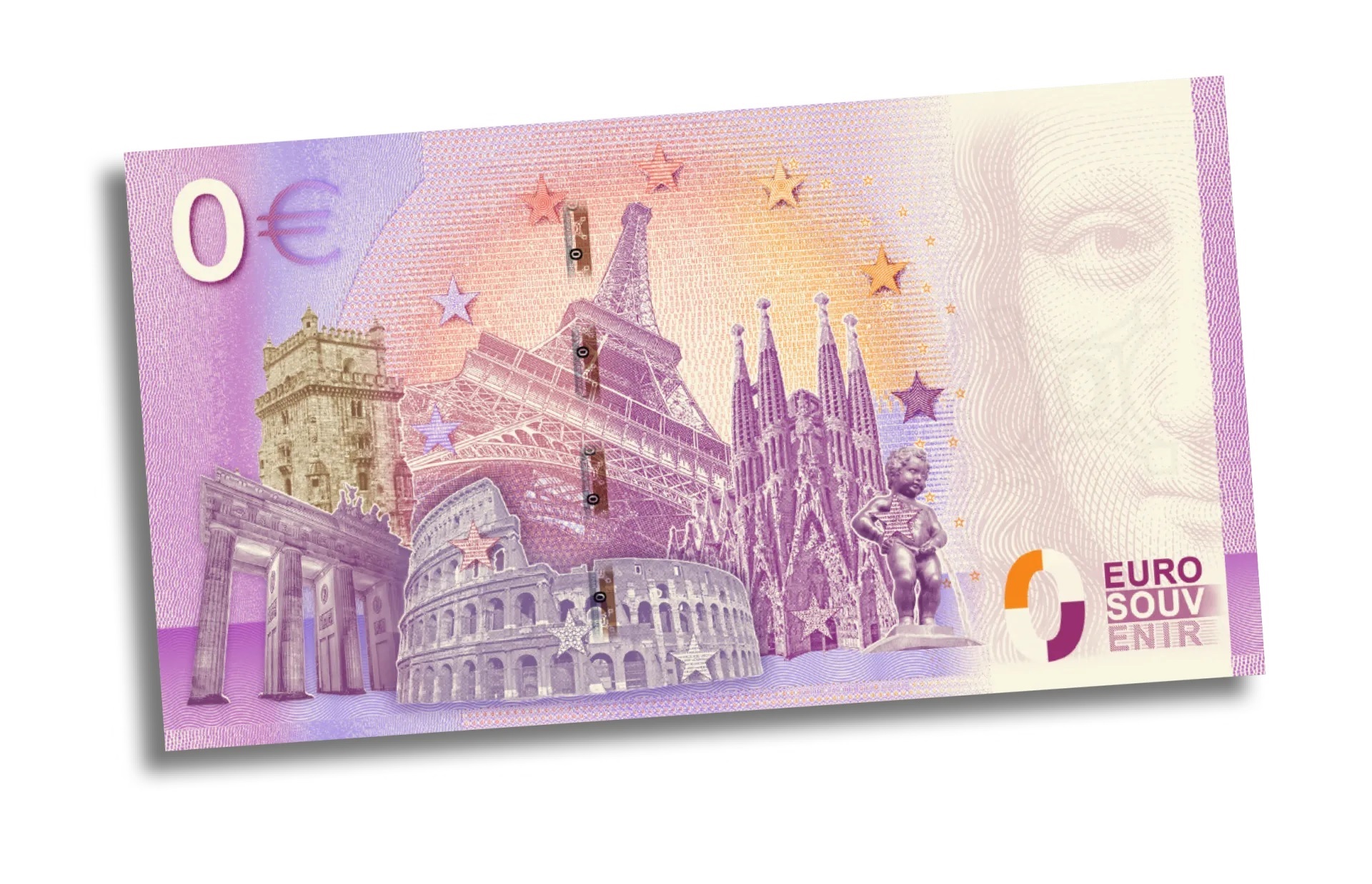 (EURBILLS.0.euro.2022.RF.E.XEKM.1) 0 euro banknote Germany 2022 - FIFA World Cup Qatar (logo) Back (zoom)