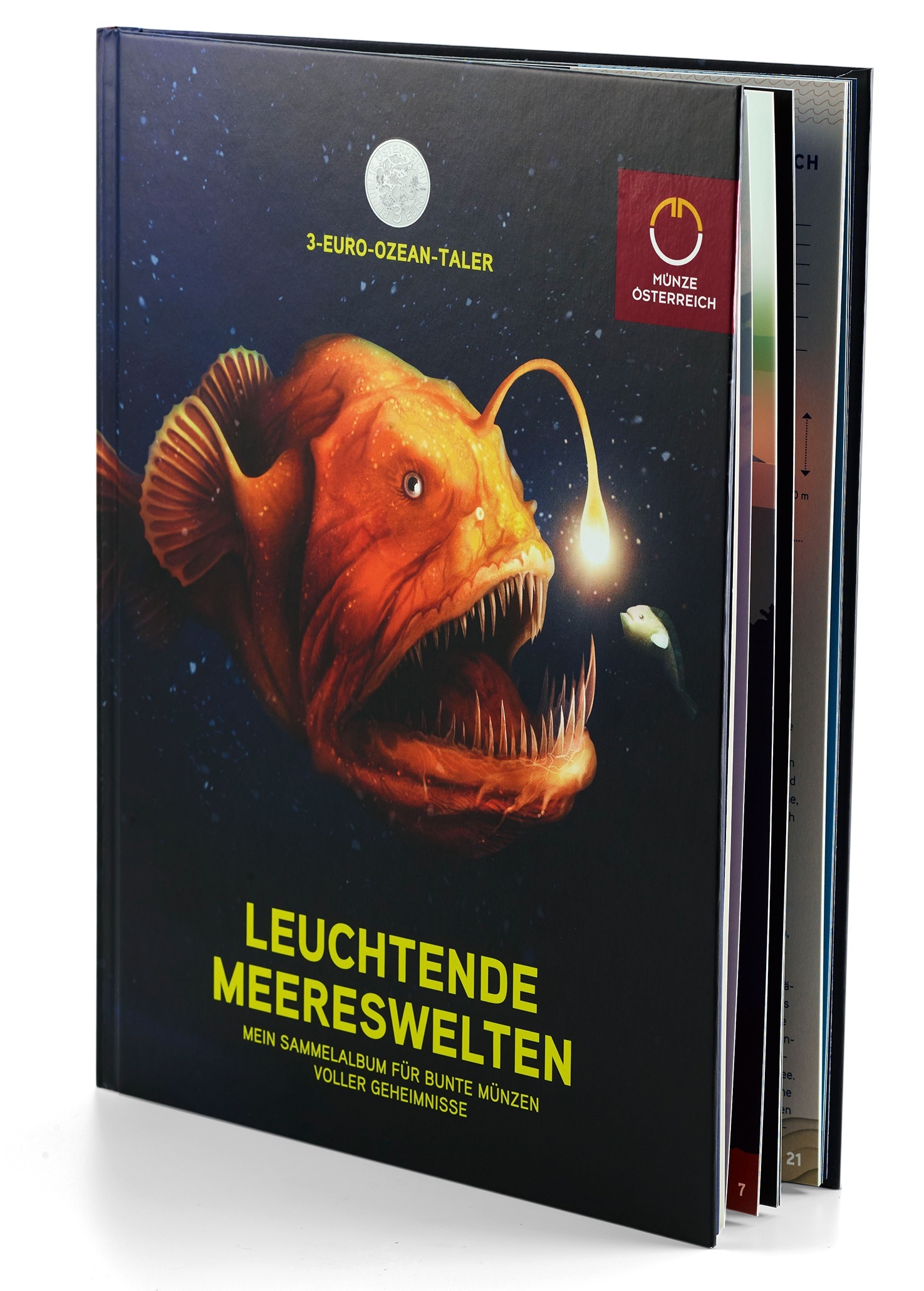 (MATMünzeÖ.album.26053) Collector album Austrian Mint for 3 euro coins - Luminous Marine Life (zoom)