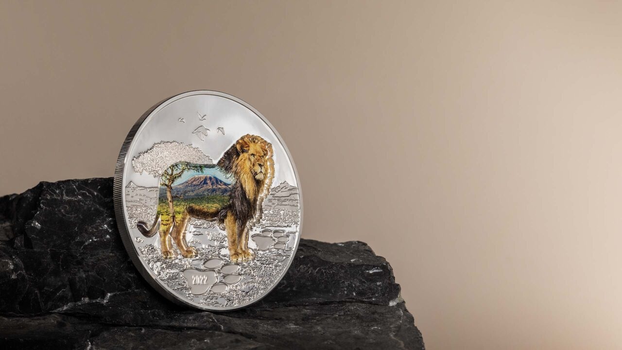 (W151.1000.Tögrög.2022.30053) 1000 Tögrög Mongolia 2022 2 ounces Proof silver - Lion (blog illustration) (zoom)