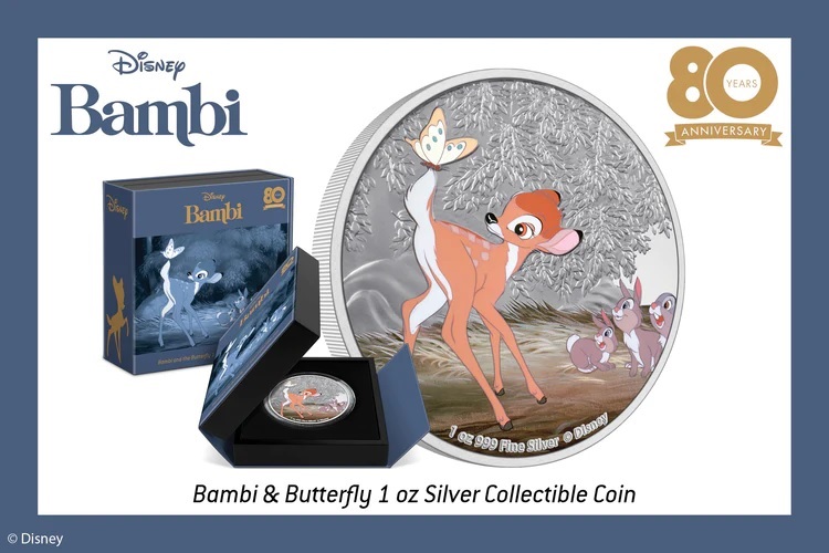 (W160.2.D.2022.30-01324) 2 Dollars Niue 2022 1 oz Proof silver - Bambi and the butterfly (blog illustration) (zoom)