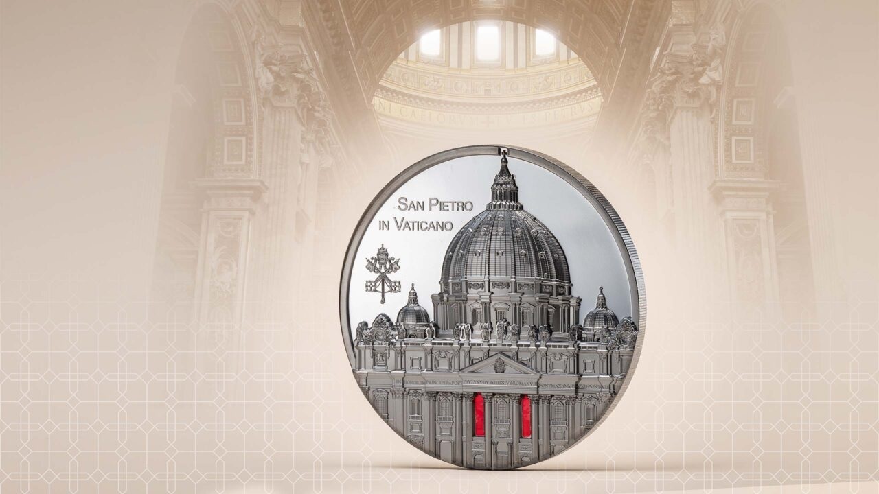 (W168.1.25.D.2022.30065) Palau 25 $ St. Peter s Basilica, Vatican 2022 - Black Proof silver Reverse (blog illustration) (zoom)