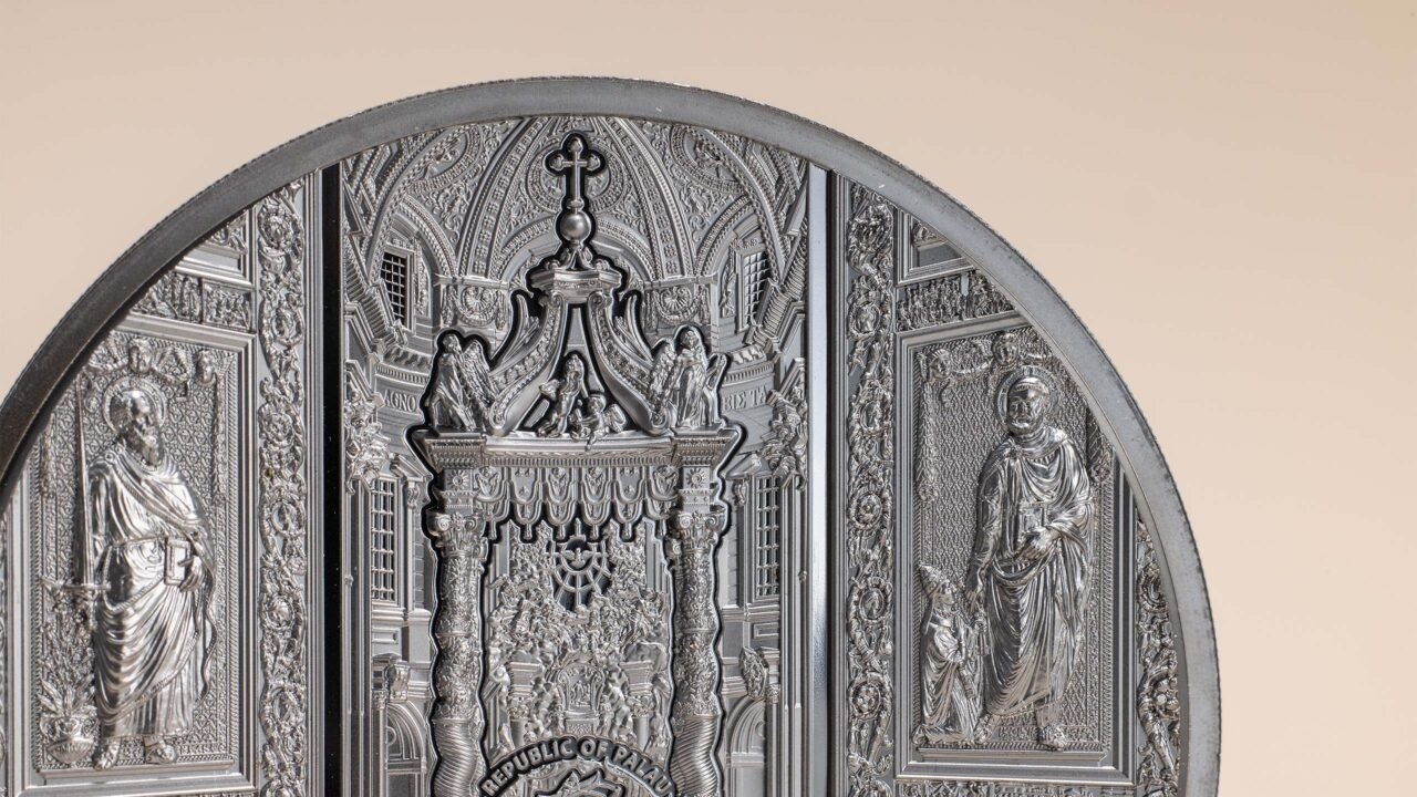 (W168.1.25.D.2022.30065) Palau 25 $ St. Peter s Basilica, Vatican 2022 - Black Proof silver (blog illustration) (zoom)