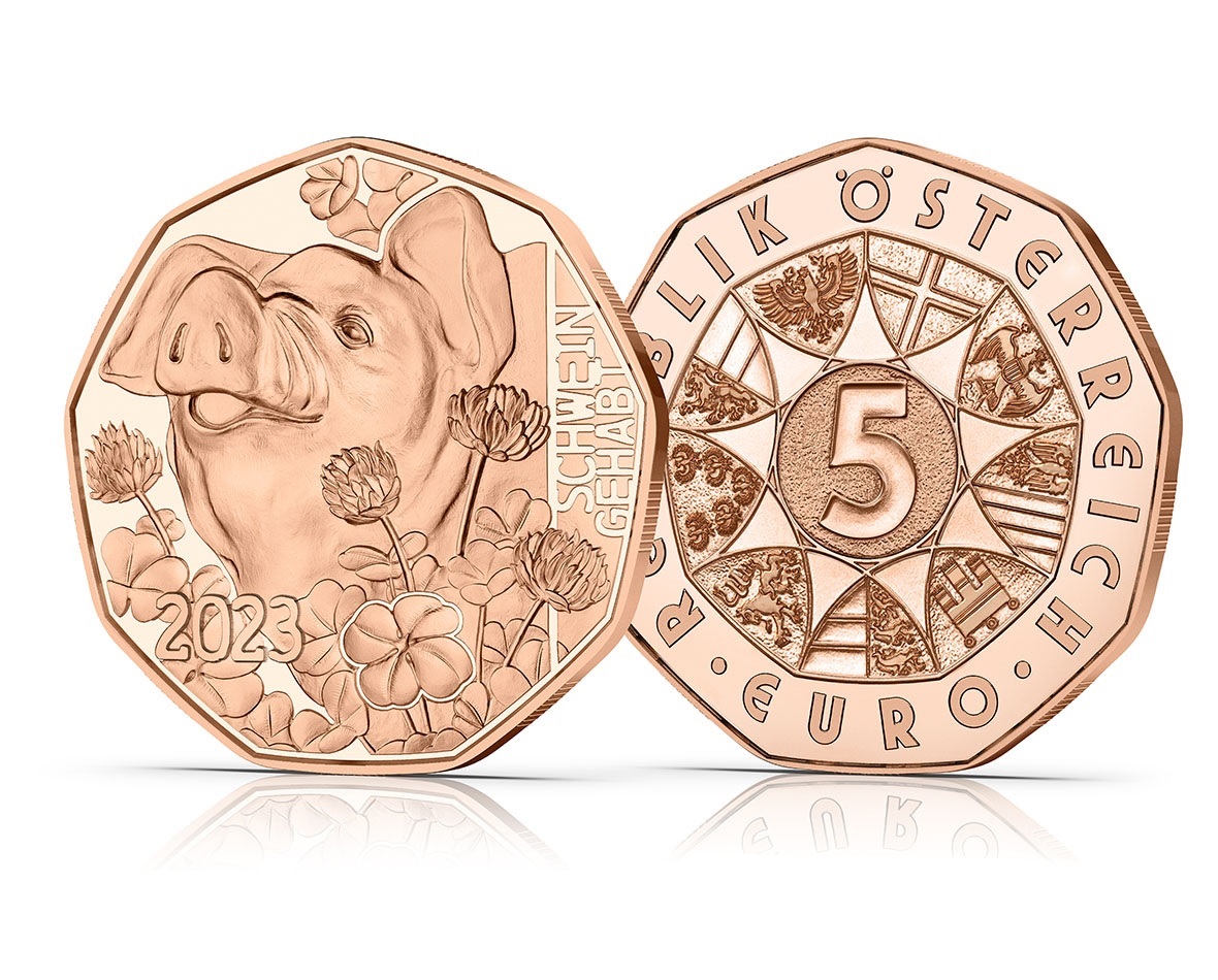 (EUR01.5.E.2023.25632) 5 euro Austria 2023 - The Popular Pig (blog illustration) (zoom)