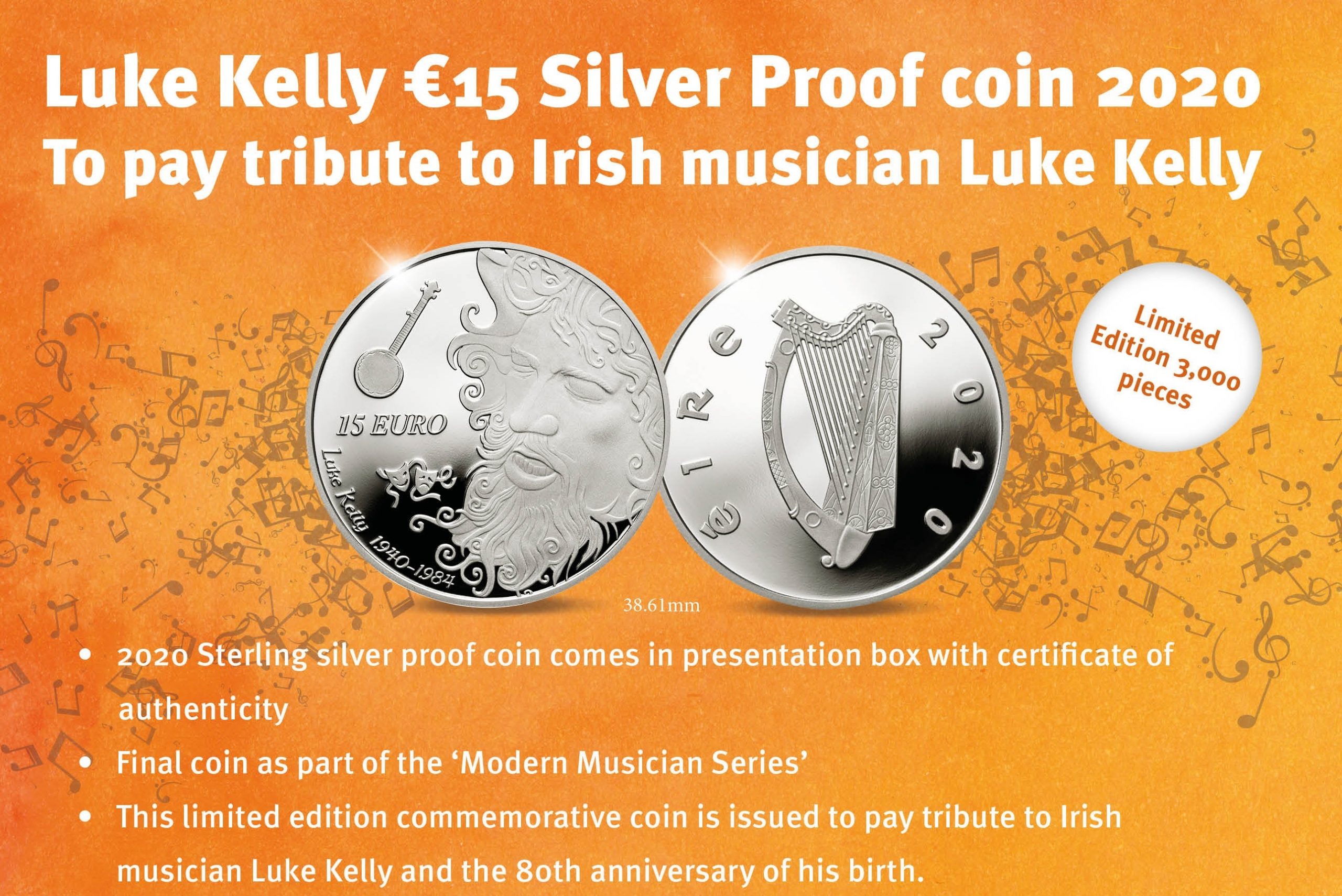 (EUR09.Proof.2020.IE2406) 15 € Ireland 2020 Proof silver - Luke Kelly (blog illustration) (zoom)