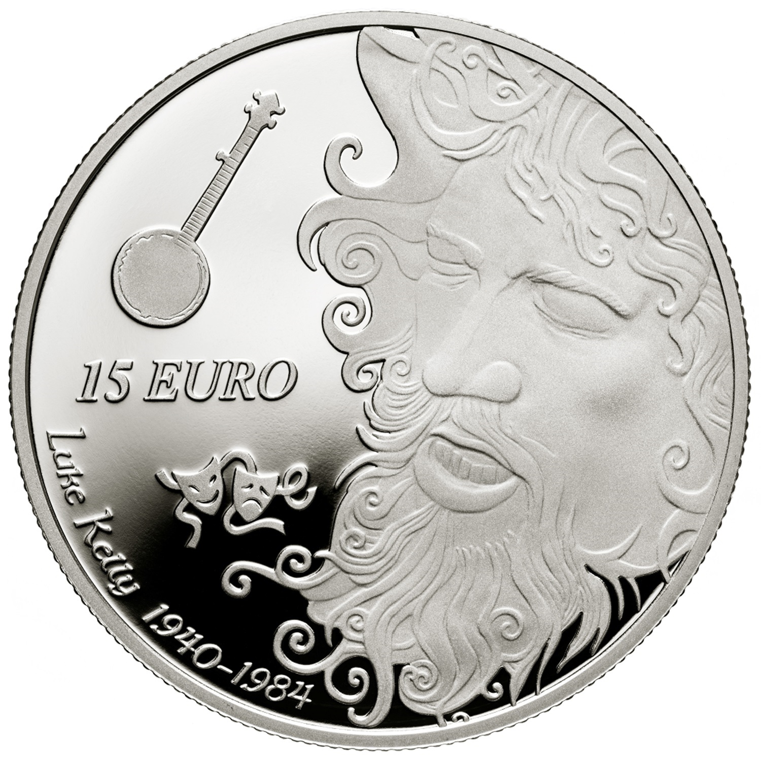 (EUR09.Proof.2020.IE2406) 15 euro Ireland 2020 Proof silver - Luke Kelly Reverse (zoom)