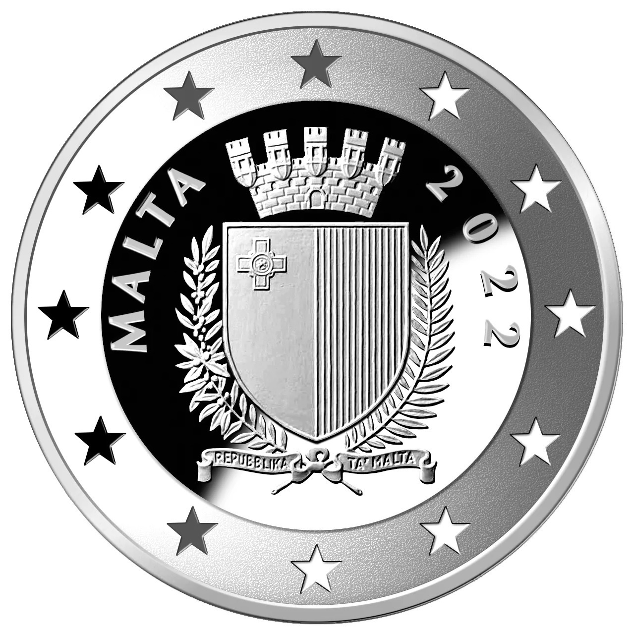 (EUR13.Proof.2022.10.E.5) 10 euro Malta 2022 Proof silver - Agostino Levanzin Obverse (zoom)