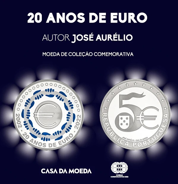 (EUR15.Proof.2022.1025466) 5 € Portugal 2022 Proof silver - 20 years of euro cash (zoom)