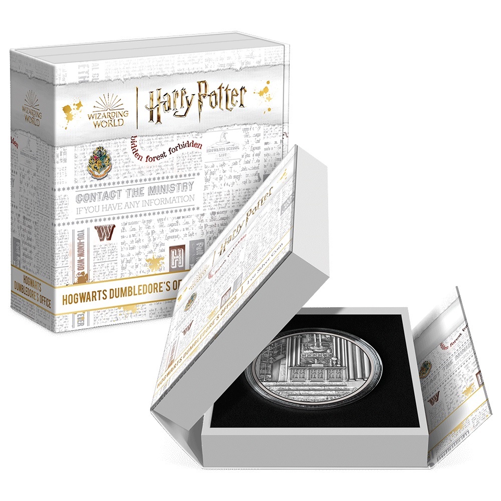 (W160.2.D.2022.30-01337) 2 $ Niue 2022 1 oz Antique silver - Dumbledore s Office (packaging) (zoom)