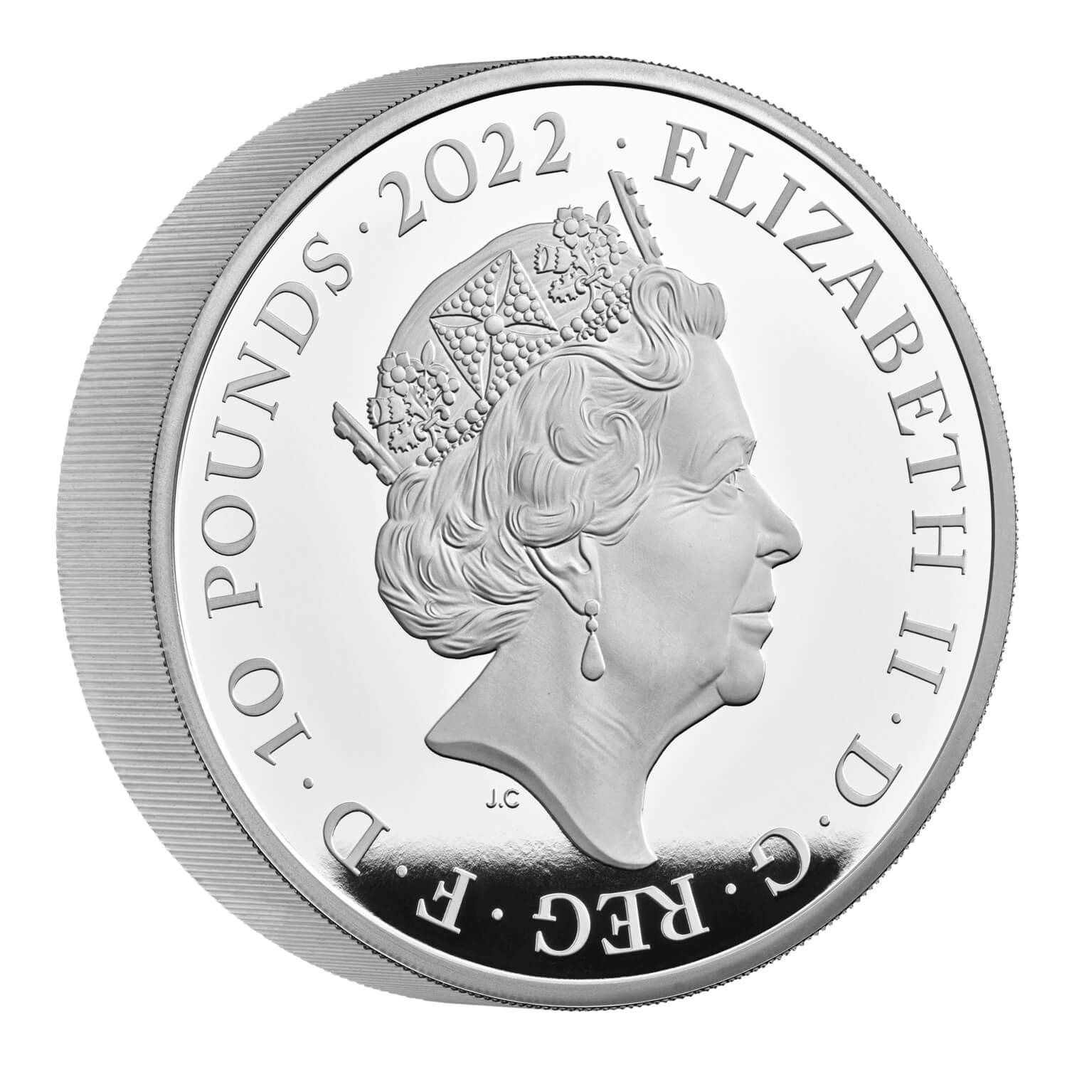 (W185.10.P.2022.UK22E7S10) 10 Pounds UK 2022 10 oz Proof silver - King Edward VII Obverse (zoom)