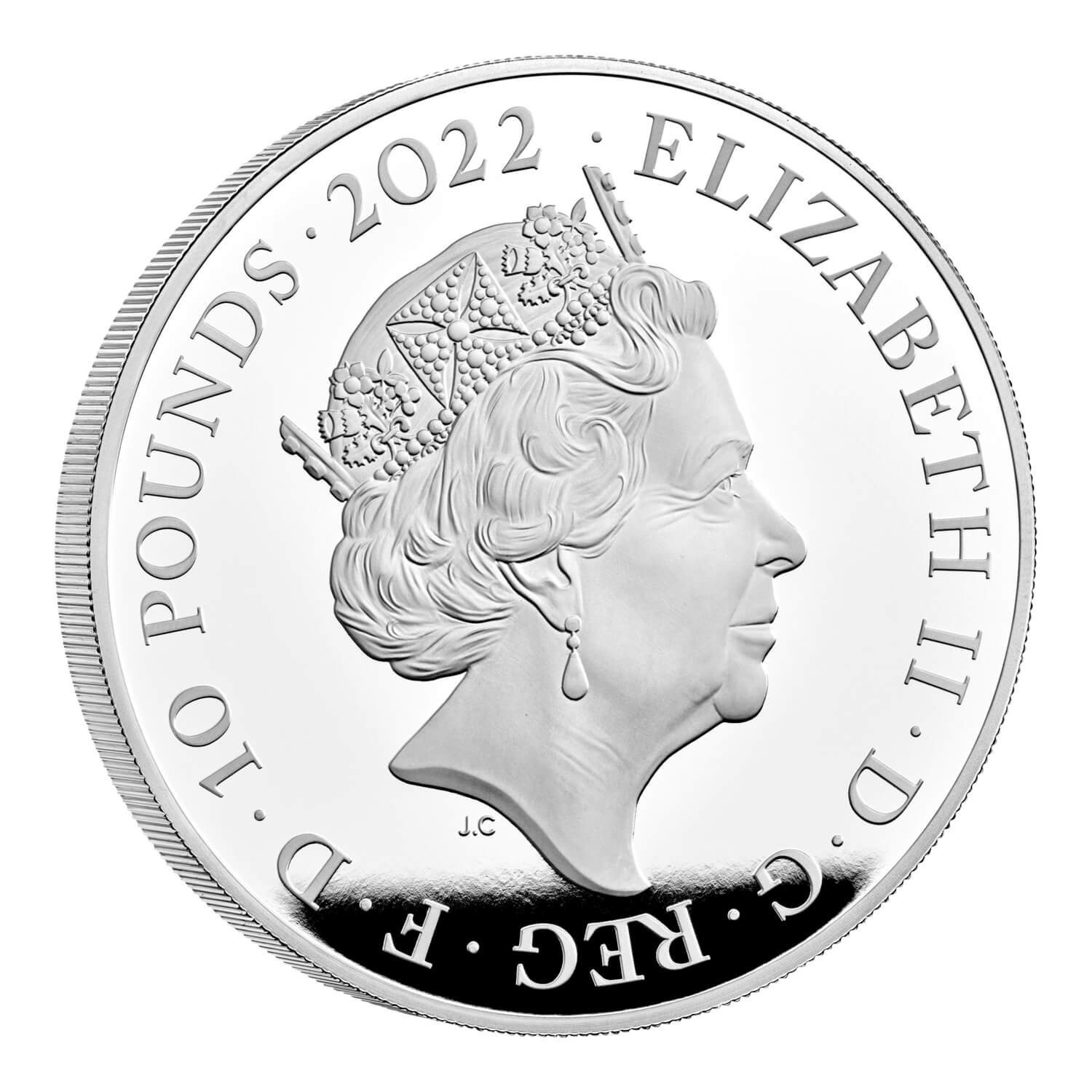 (W185.10.P.2022.UK22HPS5) 10 Pounds United Kingdom 2022 5 oz Proof silver - Harry Potter Obverse (zoom)