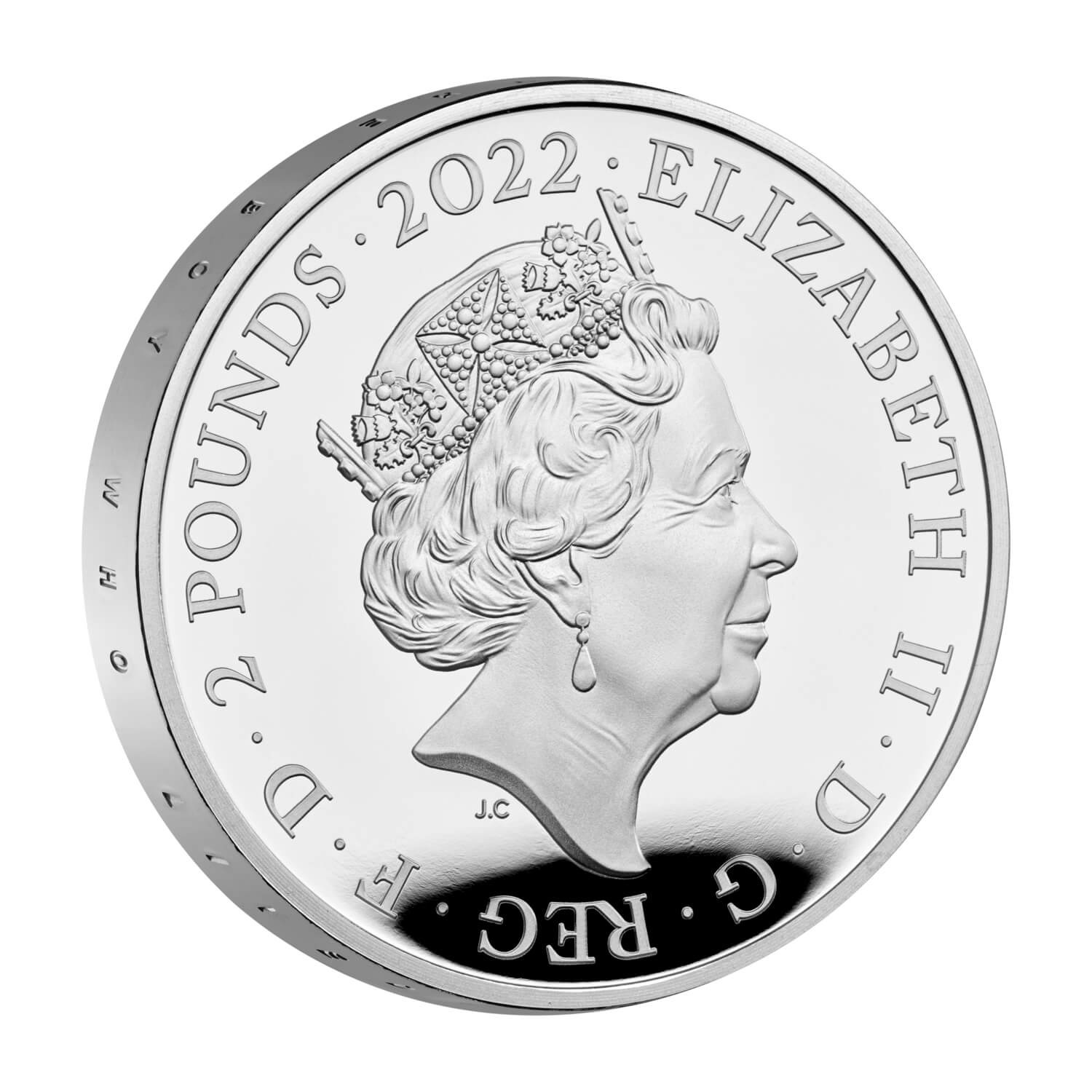 (W185.2.P.2022.UK22HPS1) 2 Pounds United Kingdom 2022 1 ounce Proof silver - Harry Potter Obverse (zoom)