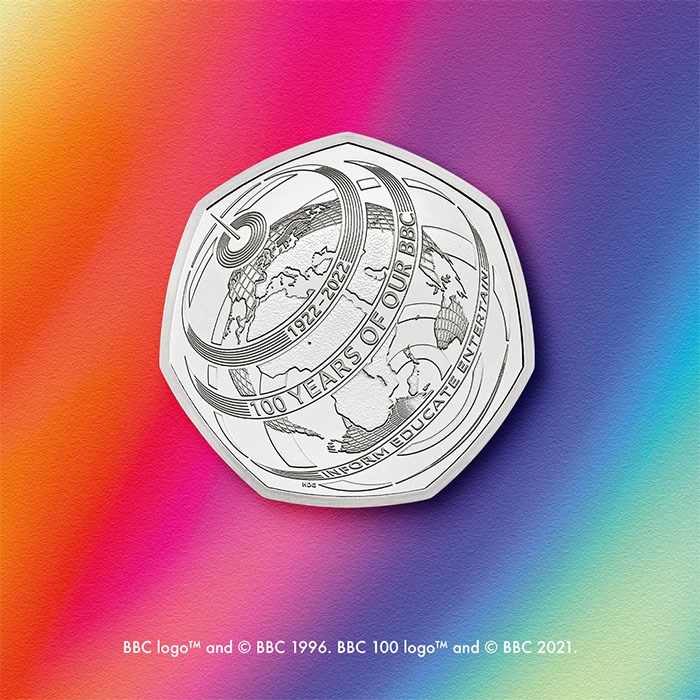 (W185.50.P.2022.UK22BBBU) UK 50 Pence The 100th Anniversary of Our BBC 2022 BU (blog illustration) (zoom)