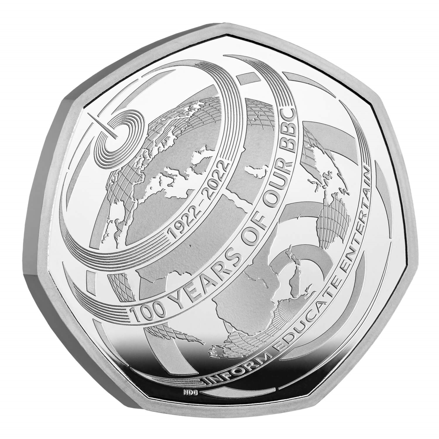 (W185.50.P.2022.UK22BBSP) United Kingdom 50 Pence The 100th Anniversary of Our BBC 2022 - Proof silver Reverse (zoom)