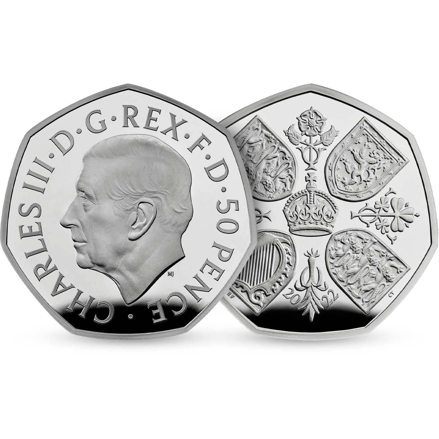 (W185.50.P.2022.UK22Q50PT) UK 50 Pence Her Majesty Queen Elizabeth II 2022 - Proof Pt (zoom)