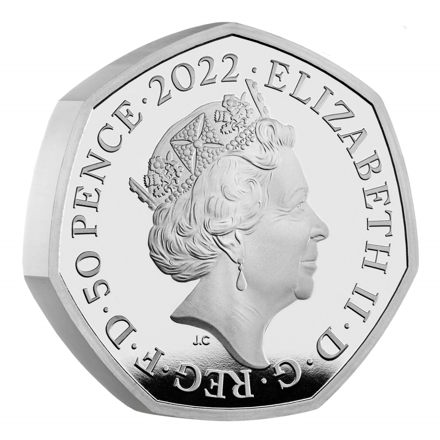 (W185.Piedfort.50.Pence.2022.UK22BBPF) Piedfort 50 Pence The 100th Anniversary of Our BBC 2022 - Proof silver Obverse (zoom)