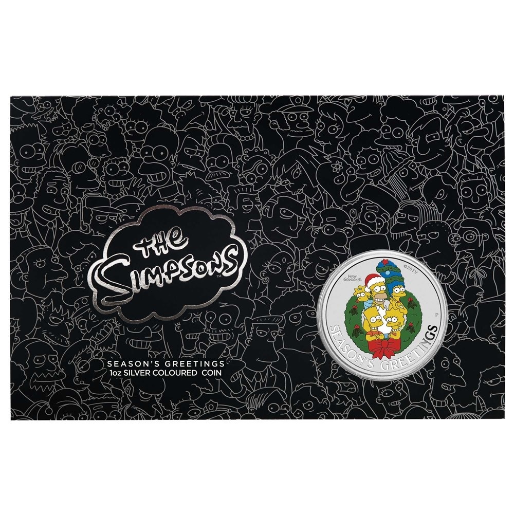 (W228.1.1.D.2022.22M70BAD) 1 $ Tuvalu 2022 1 ounce silver - The Simpsons Season s Greetings (card) (zoom)