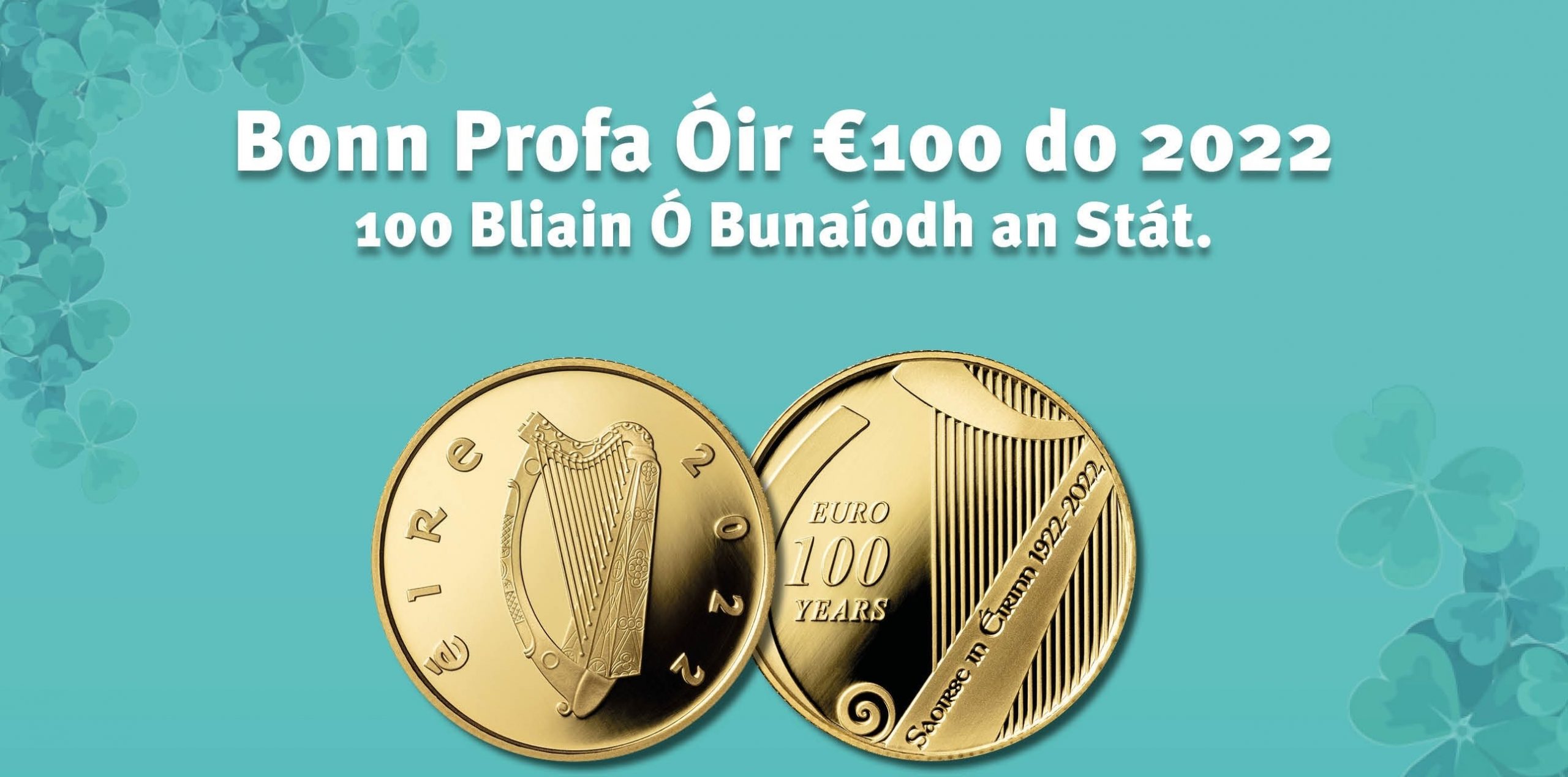 (EUR09.Proof.2022.IE2407) 100 euro Ireland 2022 Proof Au - 100 Years Of The State (blog illustration) (zoom)