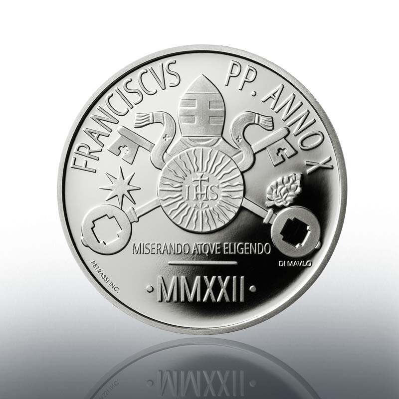 (EUR19.Proof.2022.CN1636) 10 euro Vatican 2022 Proof silver - St Andrew Obverse (zoom)