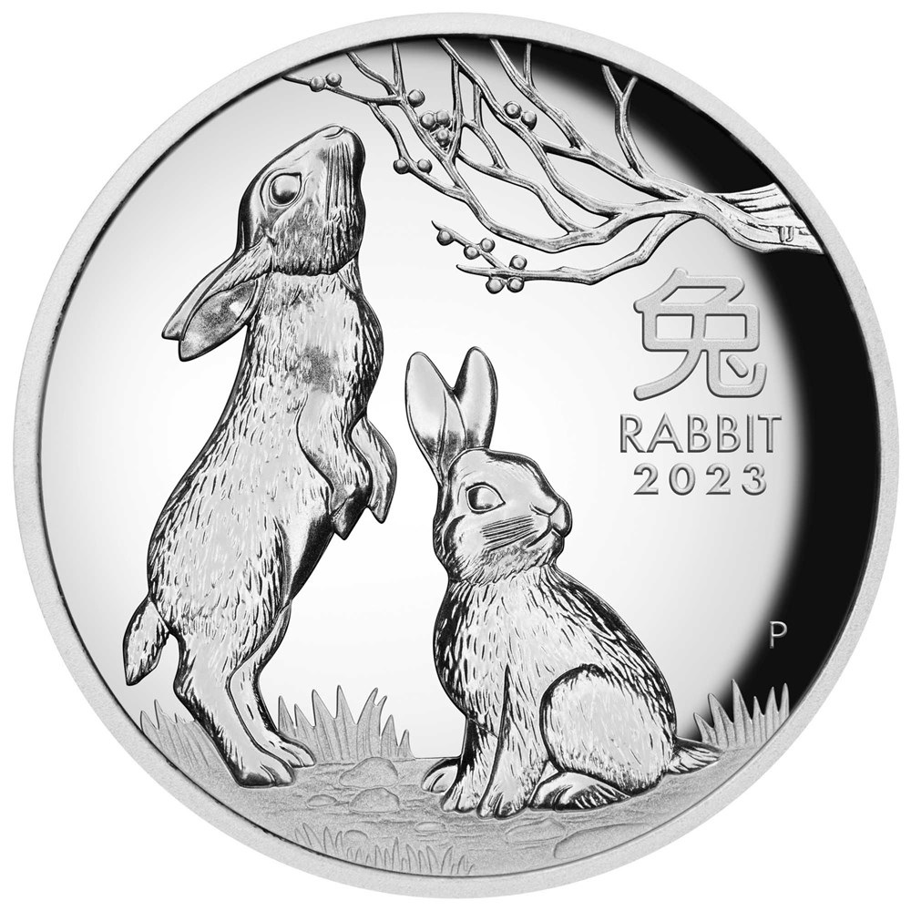 (W017.1.D.2023.3S2336DAAA) 1 Dollar Australia 2023 1 oz Proof silver - Year of the Rabbit (high relief) Reverse (zoom)