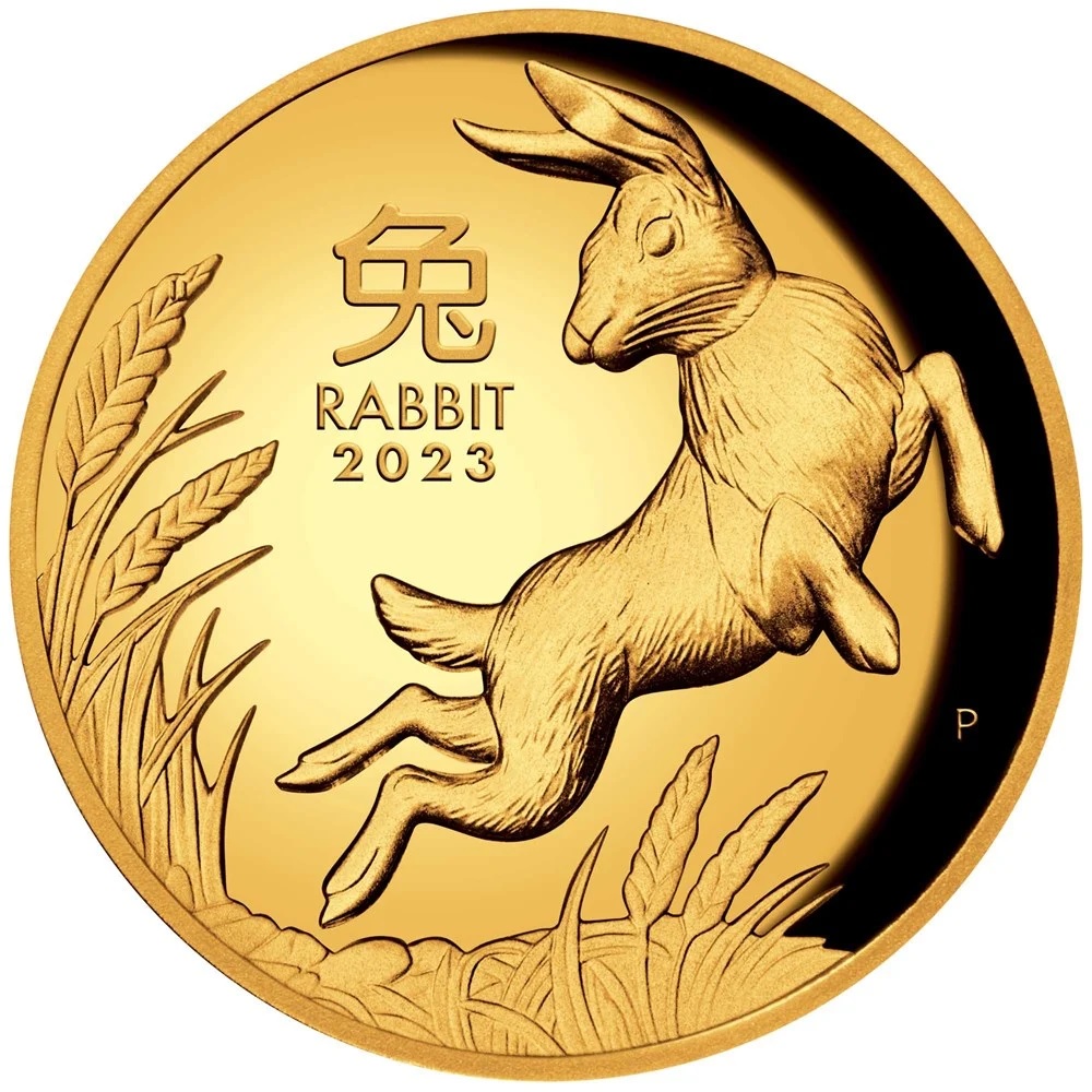 (W017.100.D.2023.3S2335DAAA) 100 Dollars Australia 2023 1 oz Proof gold - Year of the Rabbit (high relief) Reverse (zoom)