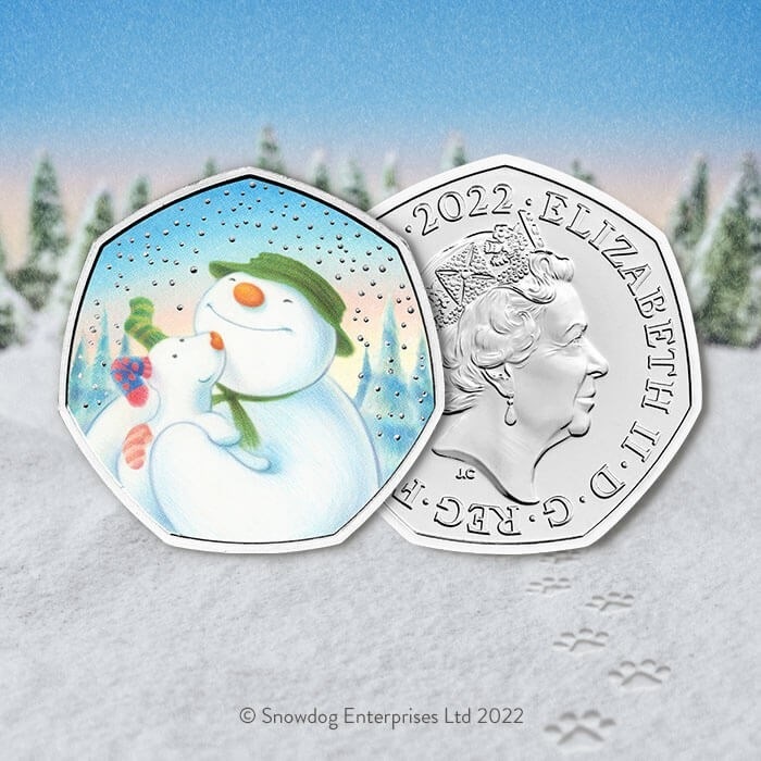 (W185.50.P.2022.UK22SMBC) UK 50 Pence The Snowman 2022 BU (coloured) (blog illustration) (zoom)