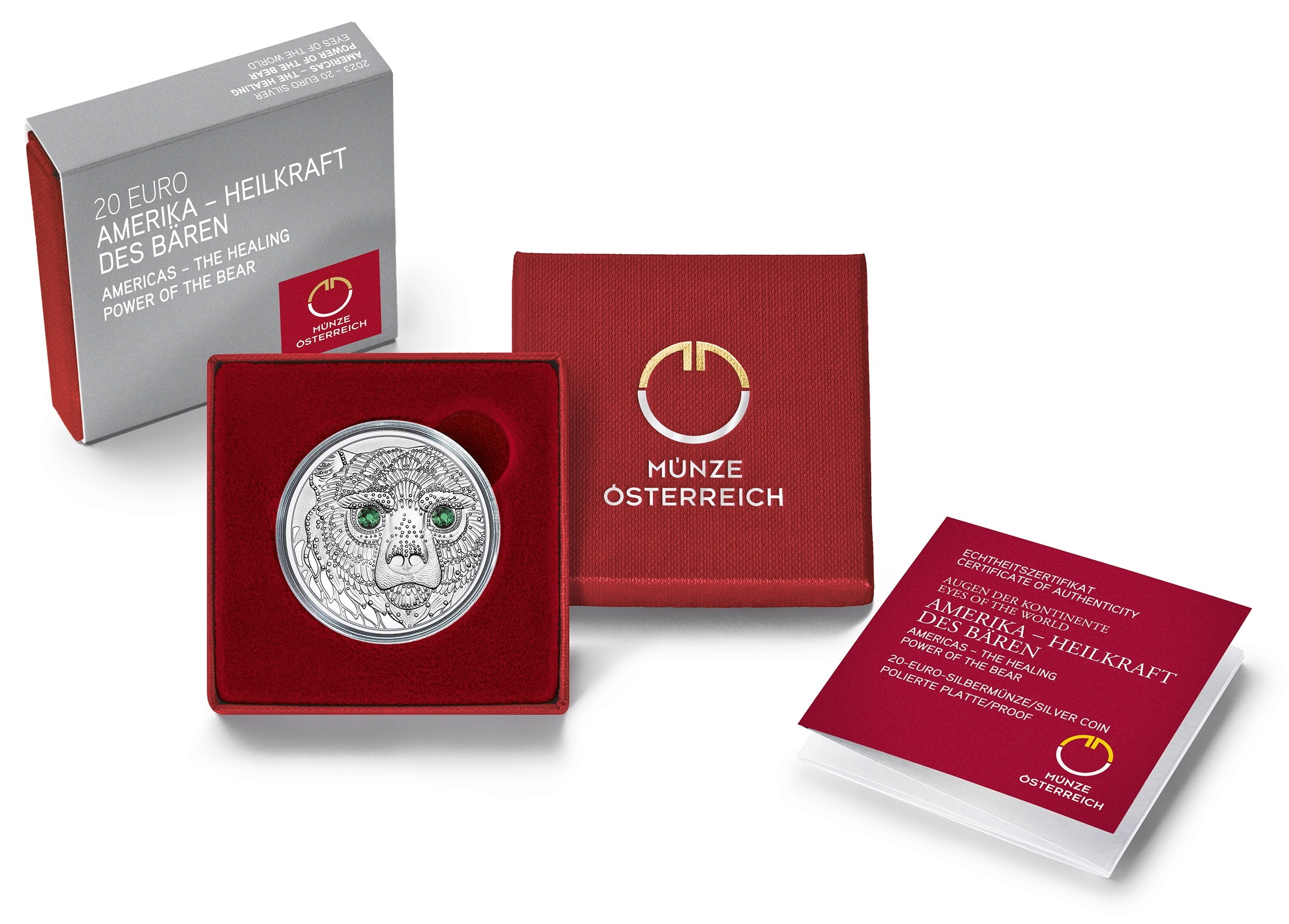 (EUR01.Proof.2023.26334) 20 euro Austria 2023 Proof Ag - The Healing Power of the Bear (packaging) (zoom)