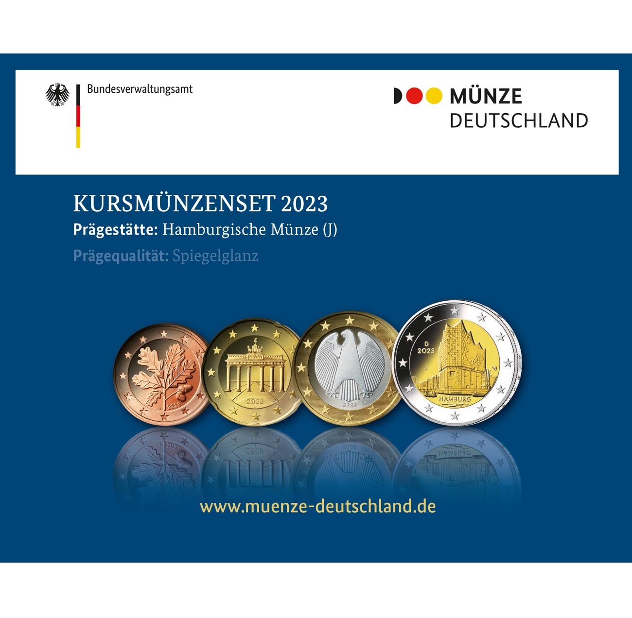 (EUR03.Proof.set.2023.90um23sj) Proof coin set Germany 2023 J (zoom)