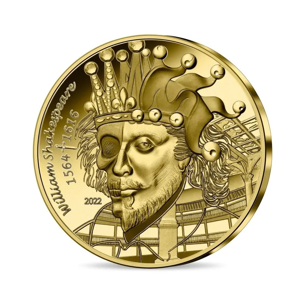 (EUR07.Proof.2022.10041370110000) 50 euro France 2022 Proof gold - William Shakespeare Obverse (zoom)