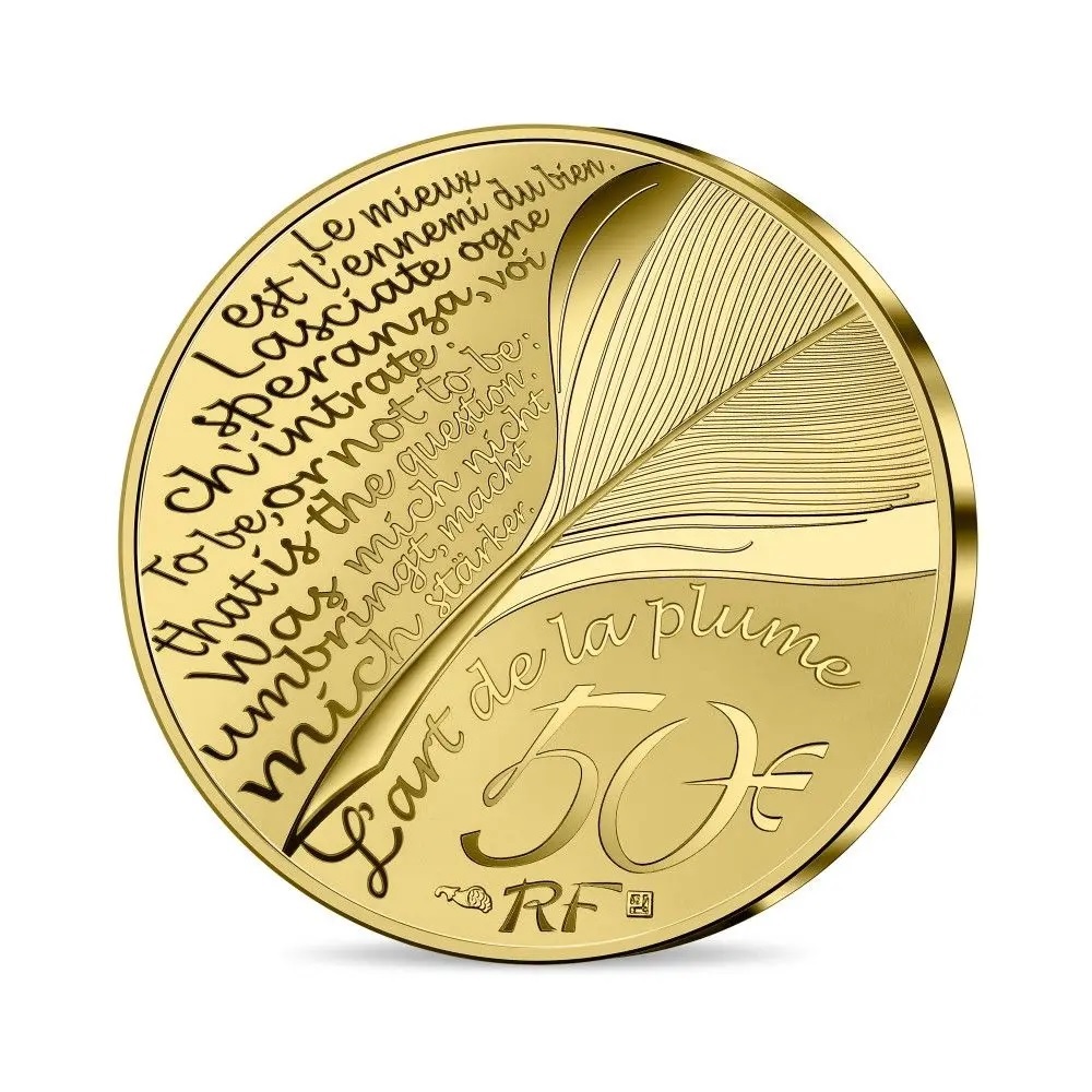 (EUR07.Proof.2022.10041370110000) 50 euro France 2022 Proof gold - William Shakespeare Reverse (zoom)