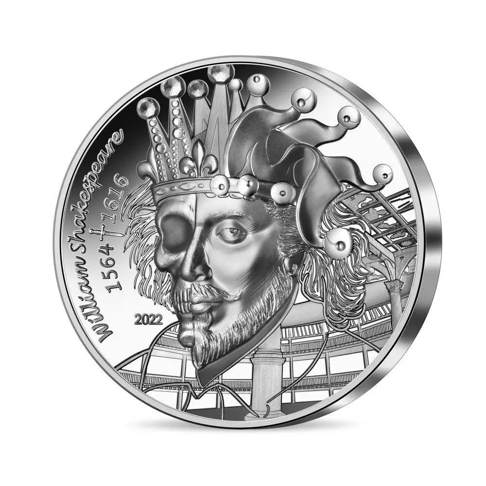 (EUR07.Proof.2022.10041370120000) 20 euro France 2022 Proof silver - William Shakespeare Obverse (zoom)