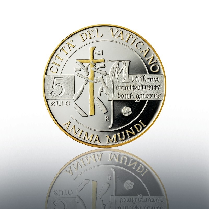 (EUR19.Proof.2022.CN1655) 5 euro Vatican 2022 Proof silver - Laudato Si (Anima Mundi) (gilded) Reverse (zoom)