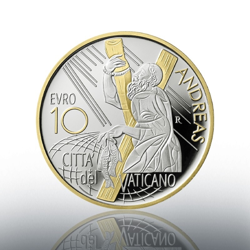 (EUR19.Proof.2022.CN1656) 10 euro Vatican 2022 Proof silver - St Andrew (gilded) Reverse (zoom)