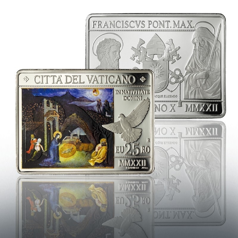 (EUR19.Proof.2022.CN1657) 25 euro Vatican 2022 Proof silver - Christmas (Nativity by Giovanni di Paolo) (zoom)