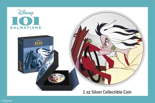 (W160.2.D.2022.30-01372) 2 $ Niue 2022 1 oz Proof silver - Disney 101 Dalmatians (Cruella De Vil) (blog illustration) (zoom)