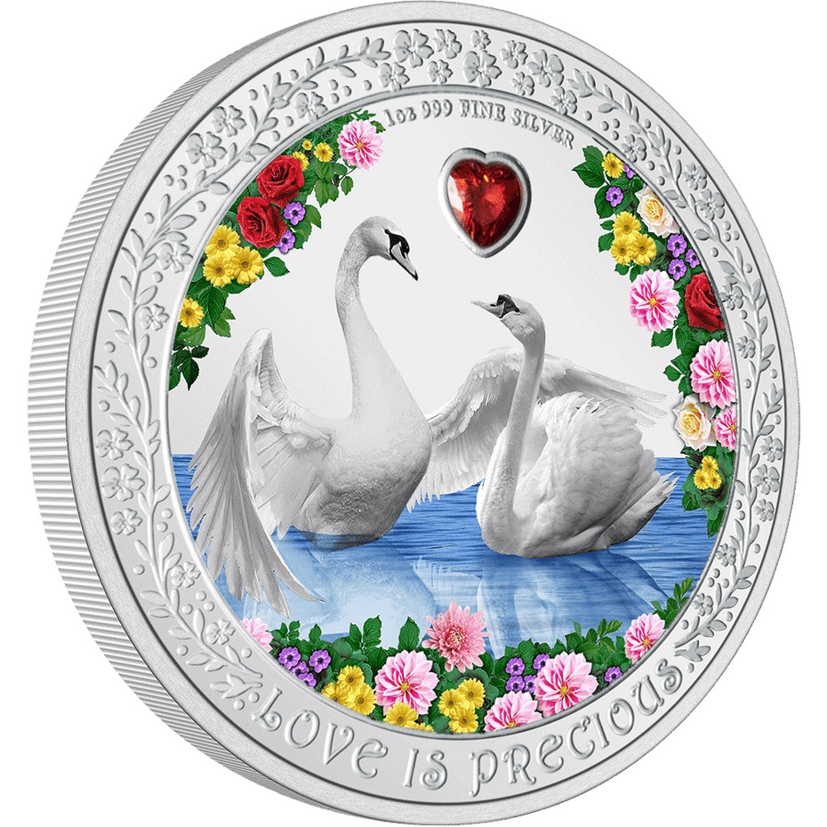 (W160.2.D.2023.30-01353) 2 Dollars Niue 2023 1 oz Proof silver - Swans, Love is Precious Reverse (zoom)