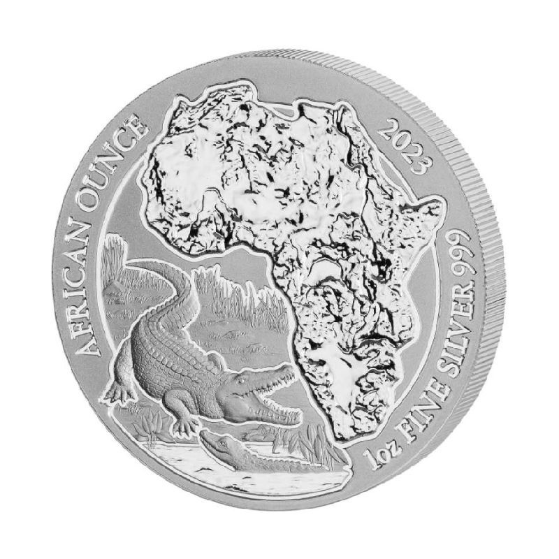 (W188.50.F.2023.1.oz.Ag.1) 50 Francs Rwanda 2023 1 oz BU silver - Nile crocodile Reverse (zoom)