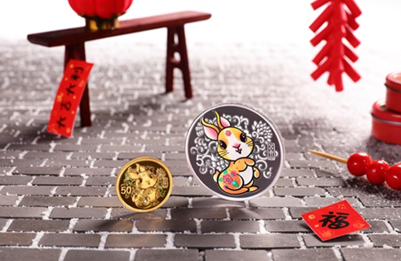 (W041.5.Yuan.2023.2002) China 5 Yuan Year of the Rabbit 2023 - Proof silver (blog illustration) (zoom)