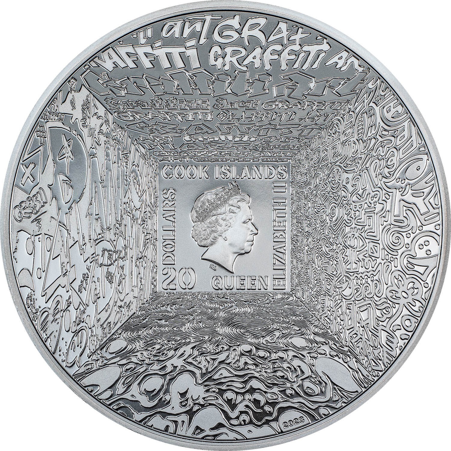 (W099.20.D.2023.1) Cook Islands 20 Dollars Mona Lisa 2023 - Black Proof silver Obverse (zoom)