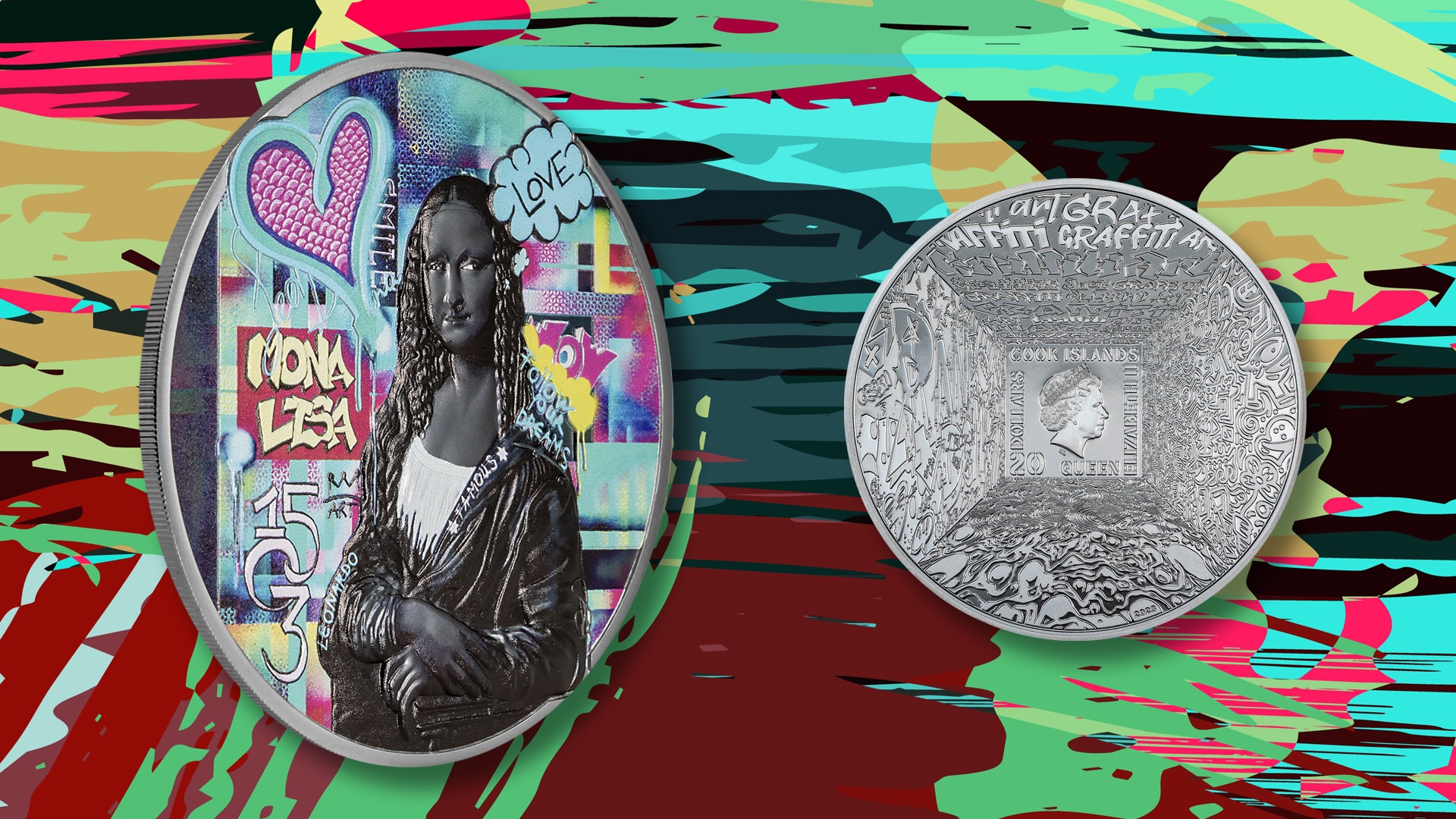 (W099.20.D.2023.1) Cook Islands 20 $ Mona Lisa 2023 - Black Proof silver (blog illustration) (zoom)